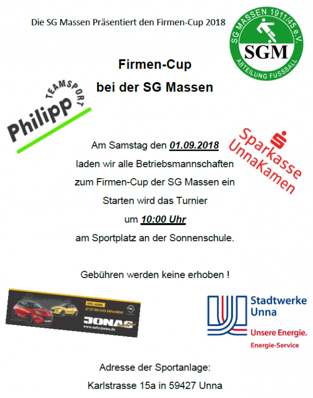 Wenige Startplätze Frei ! FirmenCup der SGM ! Teams gesucht !